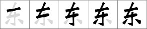 Stroke order of chinese character 东