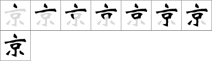 Stroke order of chinese character 京