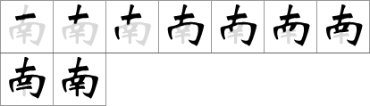 Stroke order of chinese character 南