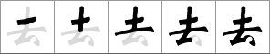 Stroke order of chinese character 去