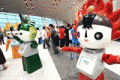 The « Fuwa » robots welcome visitors to the new Beijing airport