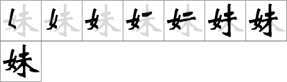 Stroke order of chinese character 妹